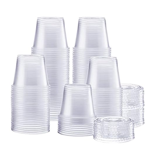 [200 Sets - 5.5 oz.] Plastic Disposable Portion Cups with Lids, Souffle Cups, Condiment Cups