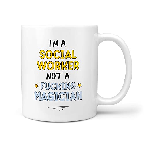 TeHe Gifts I'm A Social Worker Not A Magician Funny Gift 10oz Ceramic Coffee Tea Cup Mug
