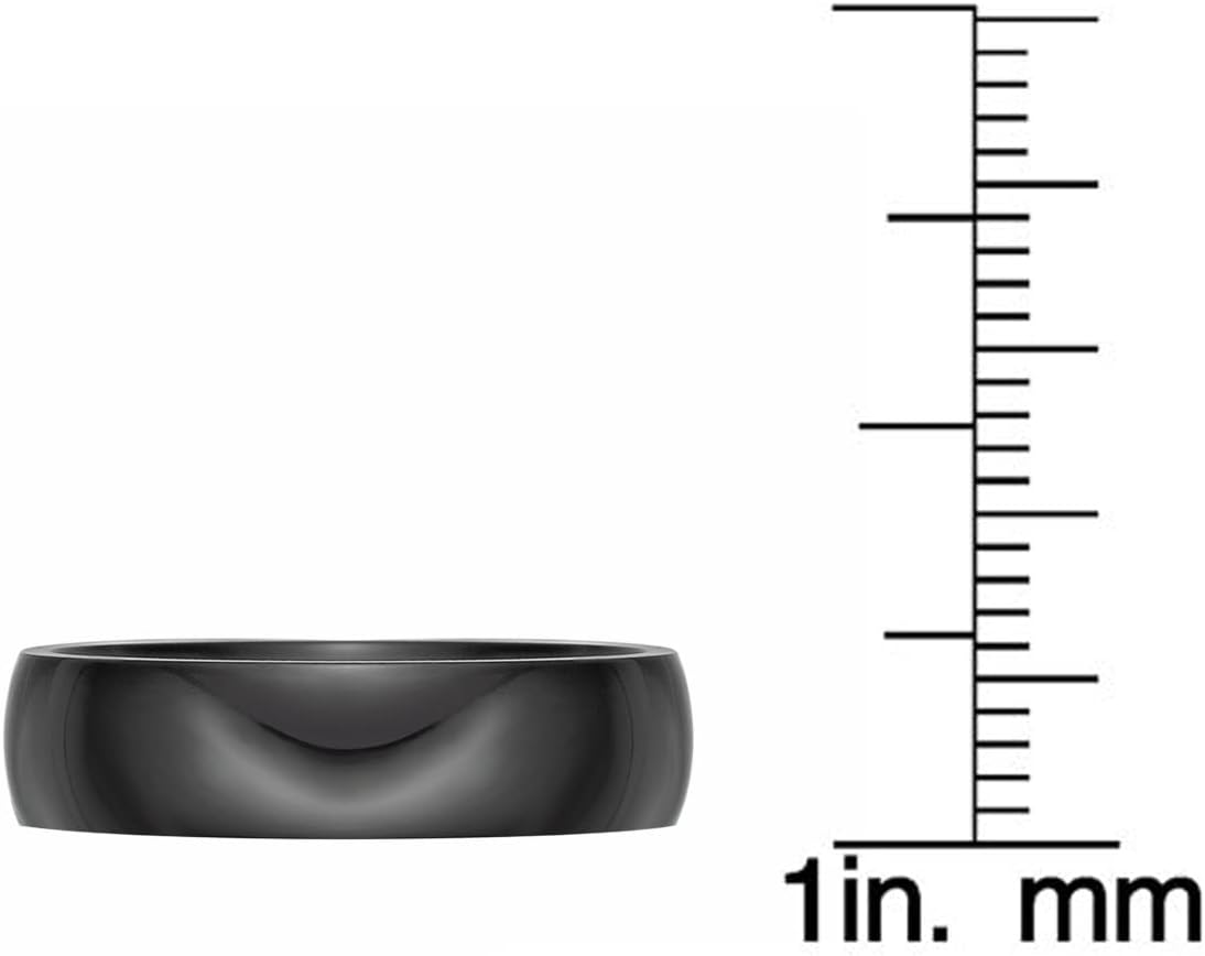 Metro Jewelry Black Zirconium Classic Band Ring for Men - 3 to 8 MM Wide Ring Size 7 to 12