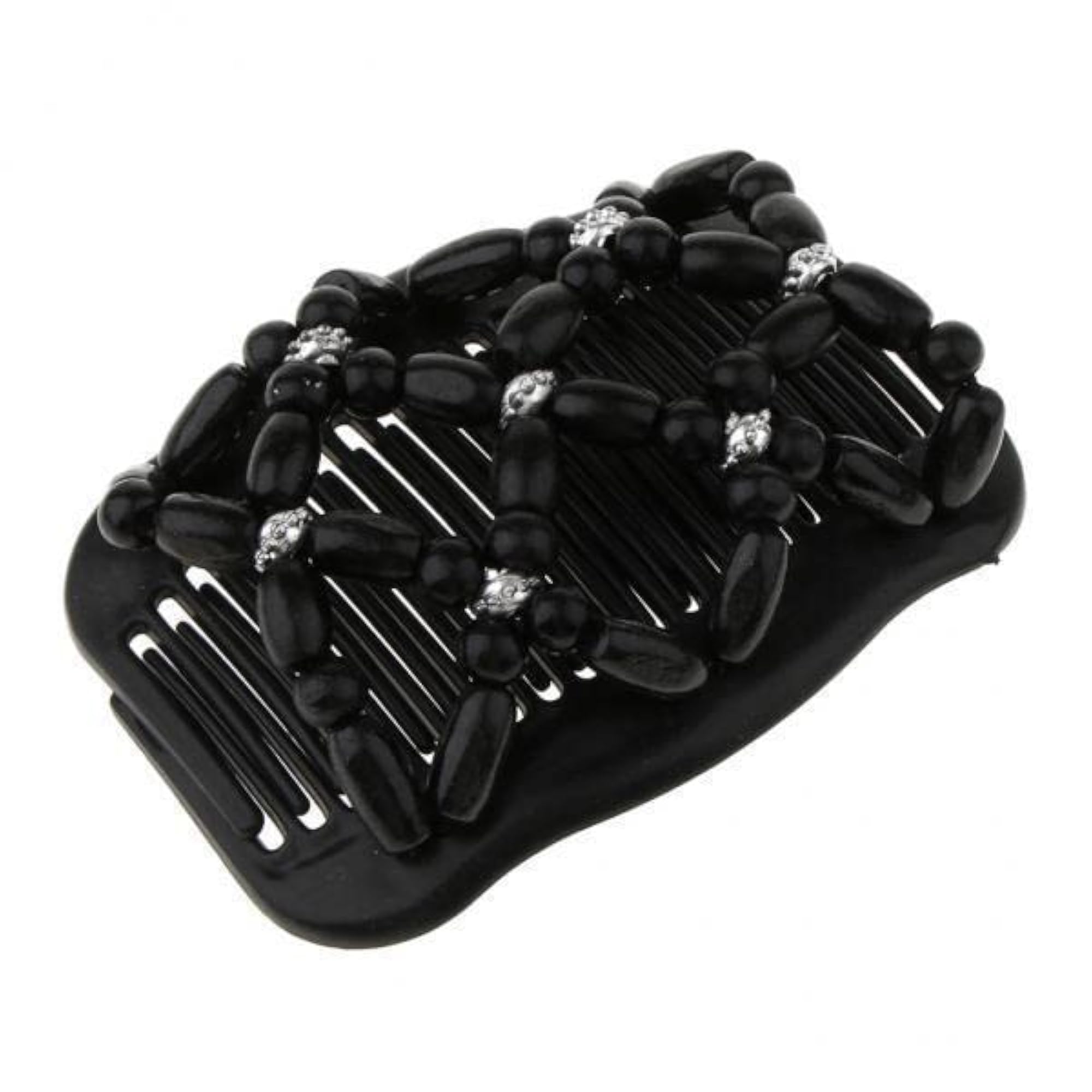 6x Elastic Double Hair Comb with Wooden Bead
