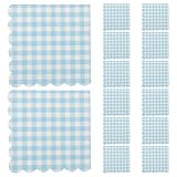 LOORGVEL 100 Blatt Elegante Blaue Karomuster Servietten mit Spitzenrand Einweg-papierservietten- Vielseitig als Lunchservietten und Dekorative Tischservietten für Geburtstagsfeiern Innen