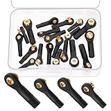Glarks 20pcs M2 M2.5 M3 Lever Steering Linkage Tie Rod End Ball Head End Without Screws and Nut, 4 Sizes Ball Head Link Joint End, Ball Head Holder Tie Rod Ends Ball Joint Link for RC Crawler Car