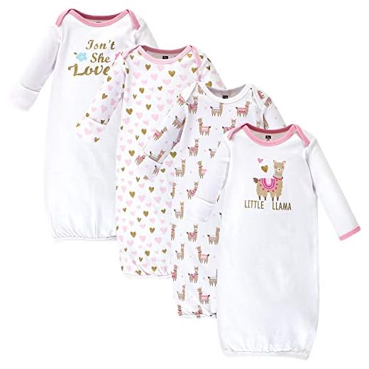 Hudson Baby Unisex Baby Cotton Gowns, Little Llama, Preemie/Newborn