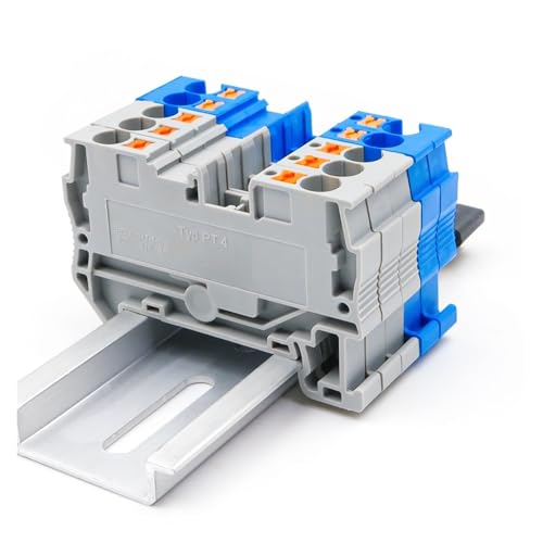 Bloques de terminales PT4 de resorte, conectores compactos de cable PA66 gris para riel DIN 6