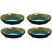 4 x palmer Lotus Teller tief, Steingut, Ø 21 cm, spülmaschinenfest, für ein 4 Personen Gedeck, außen dunkelbraun matt, innen türkis glänzend, Farbverlauf.