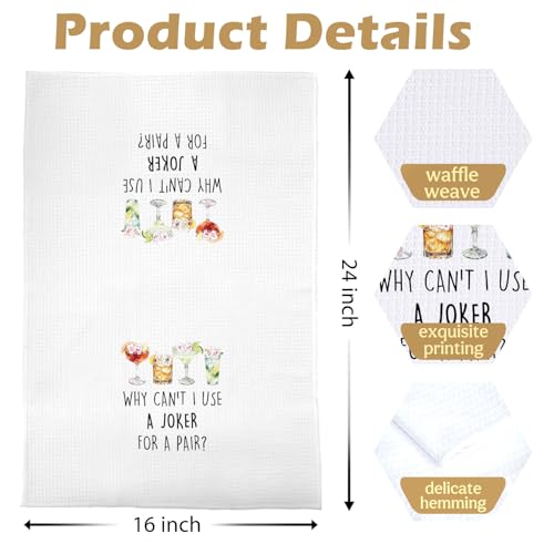 Image of Mahjong Cocktail Joker Towel - Funny Joker Mahjong Cocktail Decorative Waffle Dish Towels, Gifts for Women Hand Towel, Tea Towel for Kitchen, 16x24 Inch