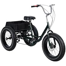 20 Inch Adult Tricycle, 7 Speed 3 Wheel Bike, Snow Tires Tricycle, Drift Trike for Adults, with Double Disc Brake and Spacious Shopping Basket L