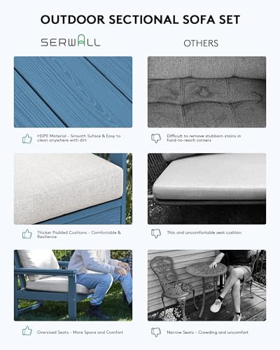 Image of SERWALL HDPE Patio Conversation Set with Side Table