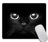 Amcove Black Cat Gaming Mouse Pad Custom, Black Cat with White Eye Looking Design Non-Slip Rubber Mo