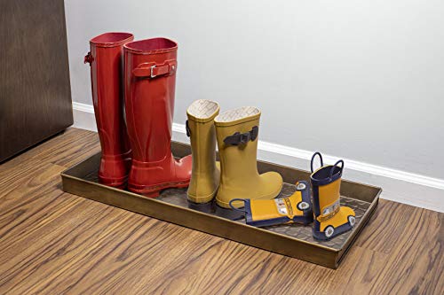 Good Directions 208BR Medium Boot Tray, Pebbles Multi-Purpose All Weather Decorative Boot Tray, Shoes, Plants, Garage, Patio Door, Pet Bowls, 30 Inch Entry Indoor Shoe Tray, Brass Finish thumb #2