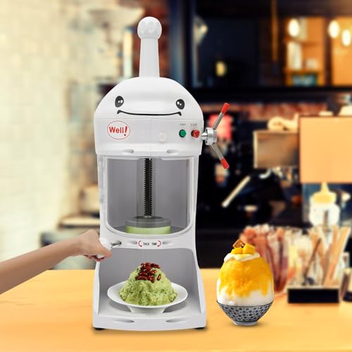 Shaved Ice Machine, Ice Crusher Commercial Ice Shaver Crusher 350W with Stainless Steel Bucket, Snow Cone Machine Electric Ice Shaver Snowball Machine for Home Coffee Shop, 12.6 * 16.5 * 33.8 In