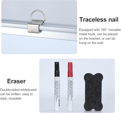 Pizarra blanca móvil con soporte de 91.4 cm x 61.0 cm, pizarra magnética portátil de borrado en seco con ruedas, incluye 12 imanes, 5 marcadores y 1 borrador - imagen 7