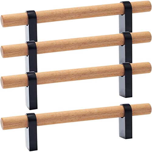 Luluxing Simple And Stylish Solid Wood Cabinet Hardware Handle Furniture Wardrobe Handle Drawer Knobs Cupboard Decoration Pulls Handle Pack Of 4 cover