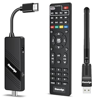 Decoder Digitale Terrestre 2026 + WiFi USB MT7601, OWERSLYN Decoder DVB-T2, HD 1080P H.265 HEVC, TV Stick con Uscita HDMI/AV, HDMI CEC, USB Multimediale, Funzione PVR, Telecomando Infrarossi 2in1