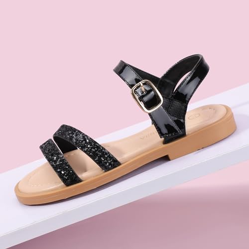 Image of PANDNAINJIA Girls Sandals Open Toe Toddler Kids Dress Summer Shoes | Open Toe Girl Sandals, Hook and Loop, Comfortable Insole, Classic Style, Flower Girl Wedding Party Daily Shoes
