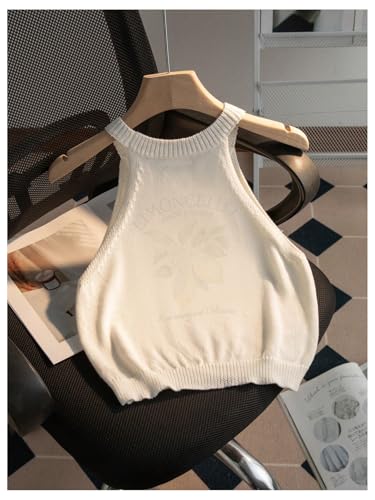 Women's Lemon Graphic Sleeveless Sweater Tank Top Knitted Slim Fit Crop Halter Tops2