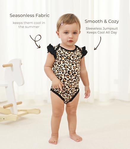 Baby Girl Bodysuit Newborn Ruffle Sleeveless Jumpsuit Soft Outfits Summer Clothes, Viscose Made from Bamboo4