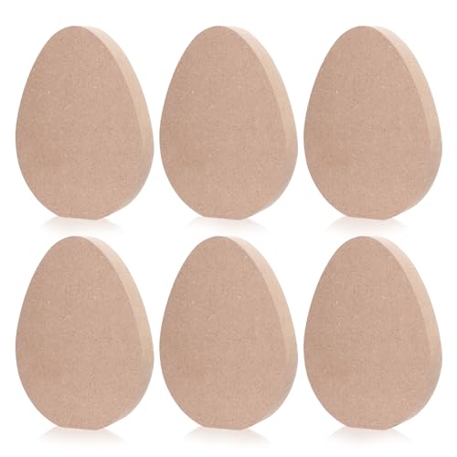 Yookat 6 Pieces Easter Egg Wooden Cutouts Unfinished Easter Eggs Wooden Signs Egg Wood Slice Ornament for Craft (6)