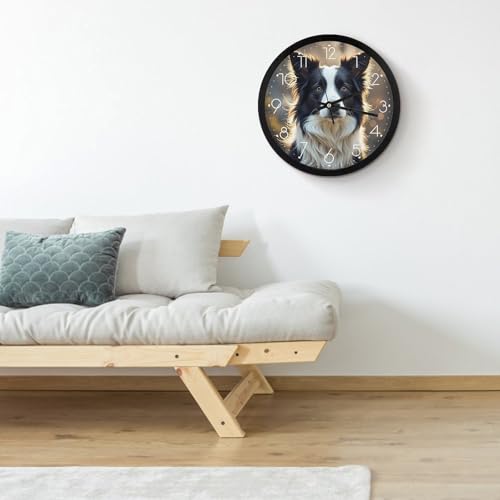 Horloge murale Border Collie de 25 cm silencieuse pour décorer le salon