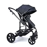 Pixini California Kinderwagen (3in1 Megaset mit Babyschale Kunstleder schwarz)