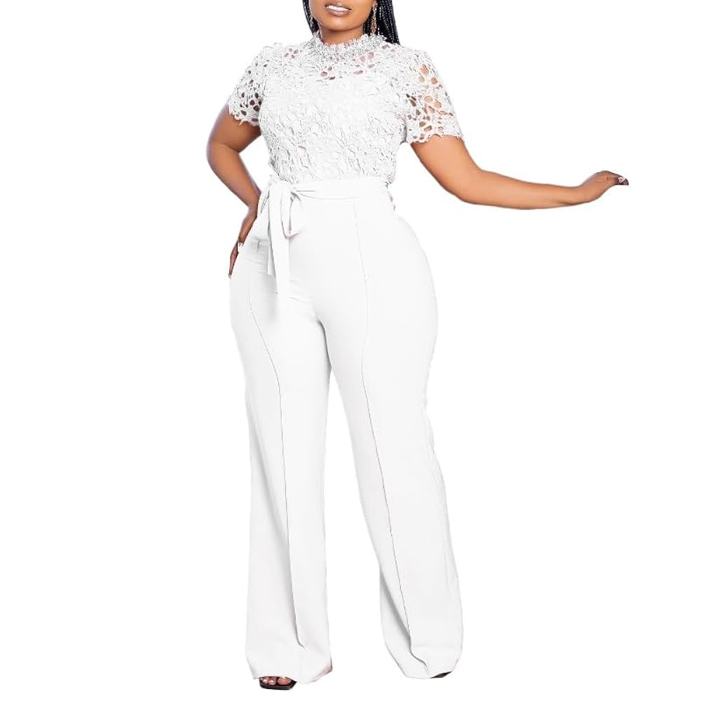 Amazon.com: JZCJY Women's Sexy Lace Hollow Short Sleeve Tie