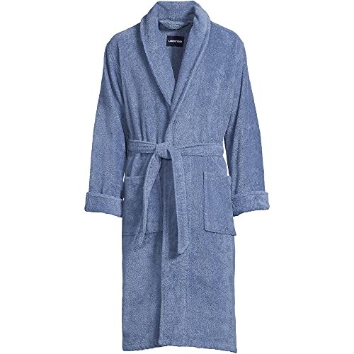 Lands' End Mens Calf Length Terry Robe Iceland Blue Regular X-Large #TOP3
