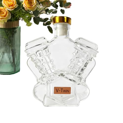 Yulokdwi Botellas De Whisky Vacías - Coleccionables de Botellas de Licor - Recipiente Coleccionable en Forma de Motor de Moto para Vitrinas Hogar Restaurantes Eventos