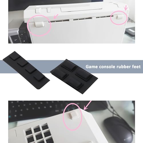 ECSiNG 4 Sets of Rubber Feet Button Screw Cap Cover Replacement Compatible with Wii 6x6mm/11x7mm Console Rubberscrew Cover Set, White & Black 2 Sets Each