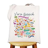 WZMPA Florida Vero Beach Travel Tote Bag Vero Beach Holiday Merch Vero Beach Themed Grocery Bag Vero Beach Souvenir Gift (Vero Beach TG)