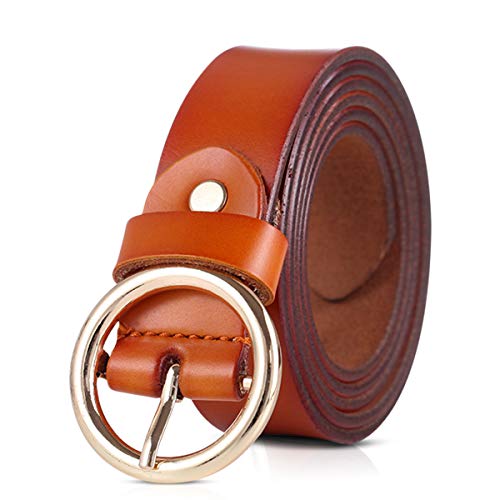 ZEBEYE Damen Gürtel,Mode Damen Gürtel Echtes Leder Gürtel Metallschnalle 2,8 cm Breite Elastische Taille Gürtel, gelb, One size