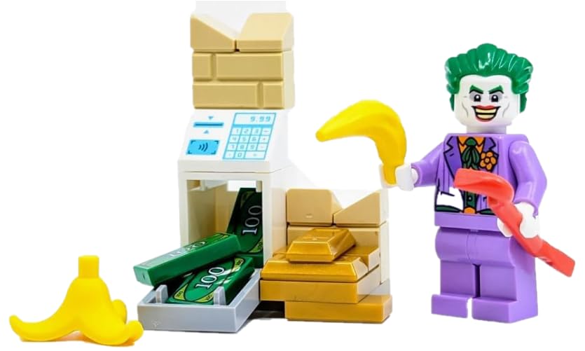 LEGO DC Superheroes Joker Minifigure with Pink Suit and Crowbar and ATM