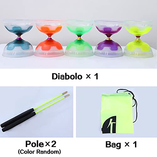 Erencook Chinese Yoyo Diabolo Set- Triple Bearings Diabolo Chinese Yo-Yos Juggling Toys Colorful Led Diabolo With Diablo Sticks, Diabolo String&Net Bag (Purple) #TOP3
