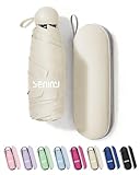 Seniny Mini Portable Travel Umbrella with Case - Compact Umbrellas for Rain & Sun UV Protection for Backpack Pocket, Lightweight Folding Small Umbrella, Tiny Purse Size UV Blocker for Kids Women Girls