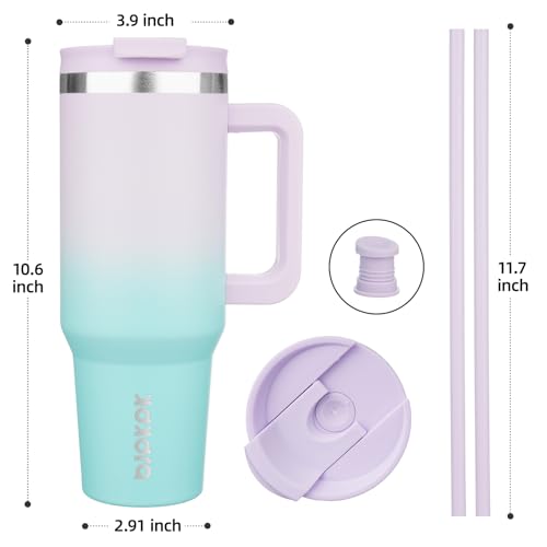 BJPKPK Tumbler With Handle 40 oz Stainless Steel Insulated Tumbler With Lid And Straw For Water Or Ice Coffee,Lavender Green - Image 4