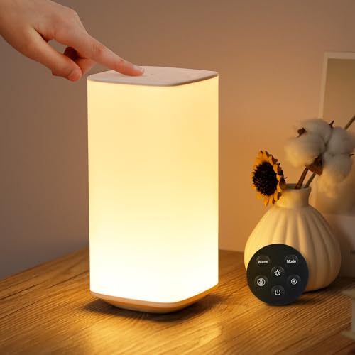 Dorifun LED Nachttischlampe Touch Dimmbar mit Fernbedienung, USB Aufladbar Tischlampe Touch Kabellos mit 256 RGB Farbwechsel, Nachtlicht Dimmbar mit Timing & Memory für Schlafzimmer Wohnzimmer Büro