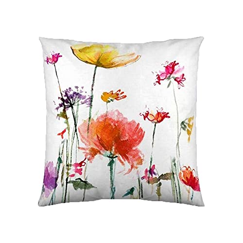 etérea Cojín decorativo de algodón con flores rojas, 40 x 40 cm, funda de almohada decorativa sin relleno, Öko-Tex, funda de cojín estándar para sofá, salón dormitorio, estampado en ambos lados y
