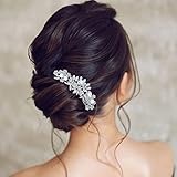 Wedding Hair Accessories, Fanvoes Hair Pieces Comb for Brides Bridal-Silver Vintage Headpiece Clip Barrette Jewelry w/Handmade Flower Ivory Pearl Rhinestone Crystal for Women Girls Bridesmaid