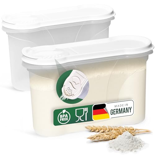 Novaliv Schüttdosen 2er SET Vorratsdose zum Streuen 1,3 Liter - Maße (LxBxH): 22 x 13 x 8,5 cm - Dose mit Deckel 1l für Müsli Mehl Zucker Dosen Küchen Organizer Food Box Meal-Prep-Boxen
