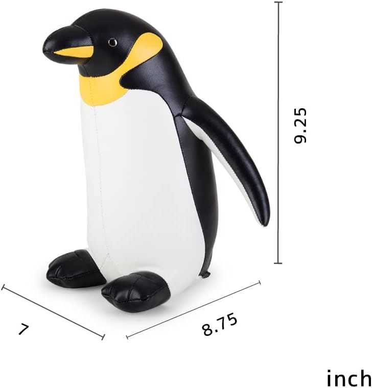 zuny, Classic Series Bookend Black for Shelves, Office Decorative- King Penguin