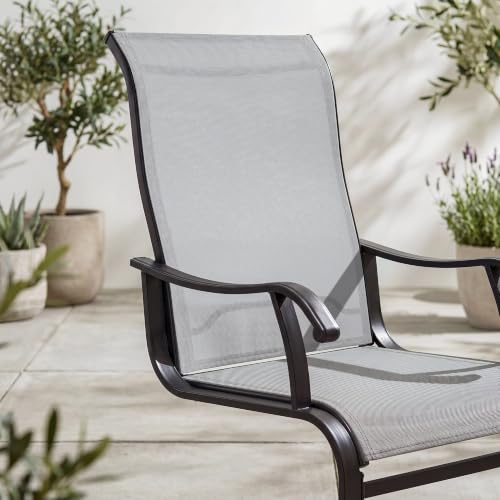 Image of NUU GARDEN Patio Dining Chairs Set of 2, Breathable Textilene Outdoor Chairs with High Back and Armrests, All-Weather Metal Frame for Backyard, Deck and Garden, Light Gray
