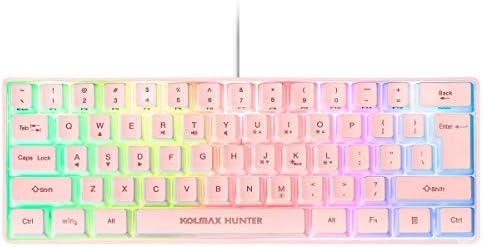 60% RGB Gaming Keyboard,61 Keys RGB Backlit Wired Gaming keyboard/Office Mini Keyboard for PC/Mac/Linux/Laptop(Pink)