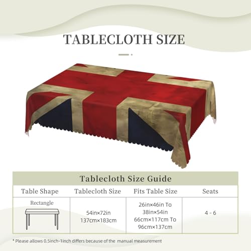 Nappe rectangulaire drapeau britannique 137x183 cm imperméable et infroissable pour table à manger