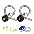 ABYDA 15 Inch RV Propane Hoses with Gauge 2 Pack, Stainless Steel Braided Camper Tank Hose, RV Propane Hose for Standard Two-Stage Regulator, 40Lb 250PSI, 1/4" Male NPT/QCC1 Type1 Inlet