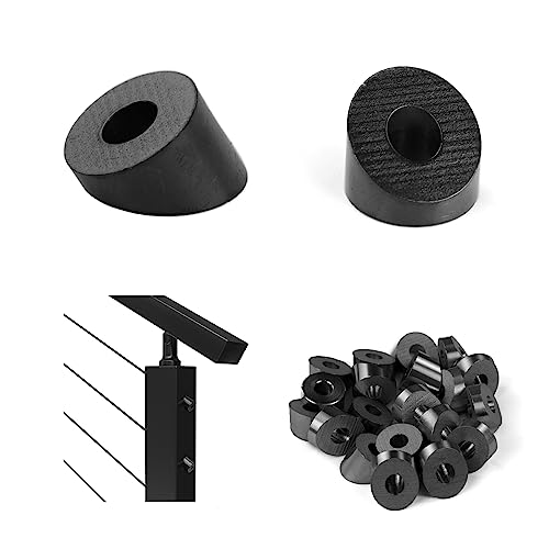 Muzata 20 Pack 1/4" ID Black Cable Railing Angle Washer CR25