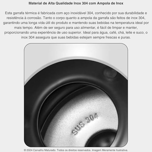 Garrafa Termica 2,5l Inox Grande Thermos Tereré Agua Gelada Cafe Quente Chimarrão