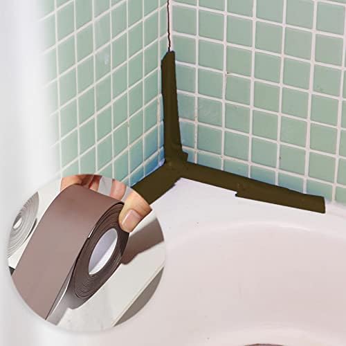 Brown Caulk Strip PE Flexible Self Adhesive Tape Waterproof Sealing Tape Sealant Strip for Kitchen, Bathroom, Bathtub, Toilet, Wall Floor (129 x 1.5in)