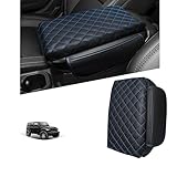 Center Console Cover for Jeep Wrangler JL 2018-2026 & Gladiator JT 2020-2026 1.2in Thickness Armrest Cover Leather Arm Rest Lid Protector Cushion Pad with Stroage Pockets Interior Accessories (Blue)