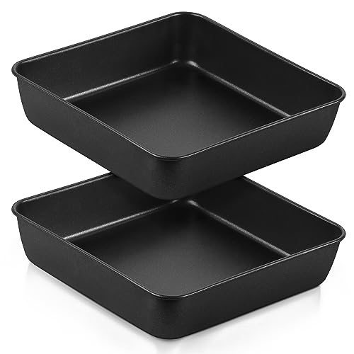 Homikit Quadratische Auflaufform, Edelstahl 21cm Eckig Kuchenform 2er Set für Backofen, Antihaftbeschichtete Brownie Backform Backblech für Lasagne/Kuchen/Toast, Nicht geeignet für Airfryer