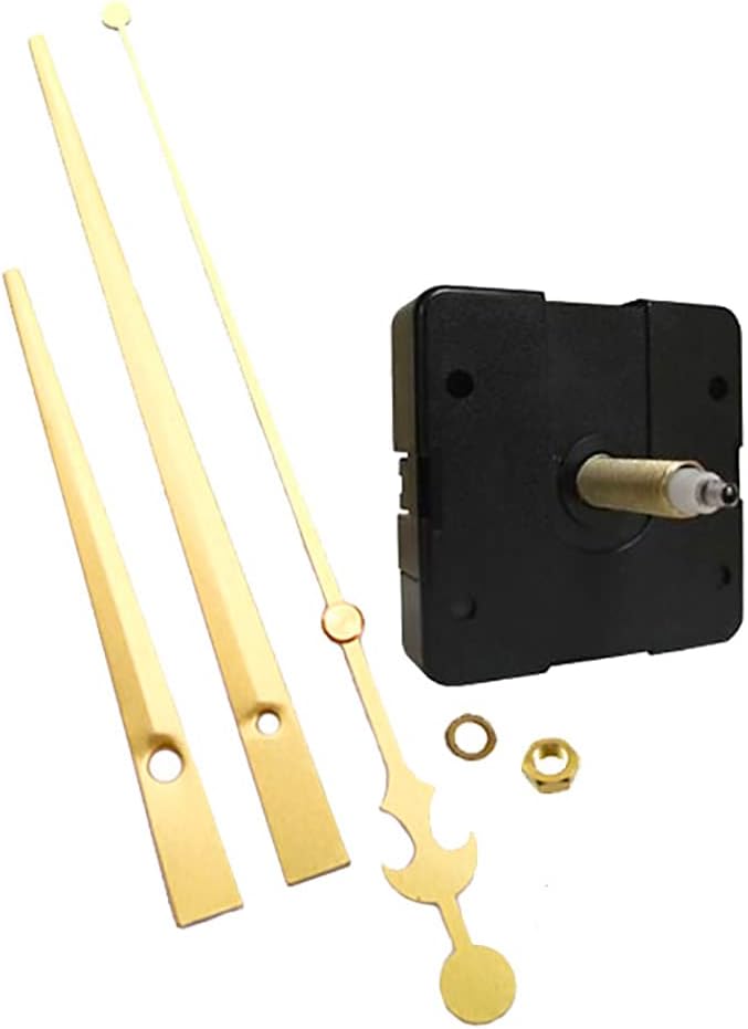 Dhorcas (#02) 3/4" Threaded Motor and Gold 6" Hands, Quartz Clock Movement Kit for Replacement