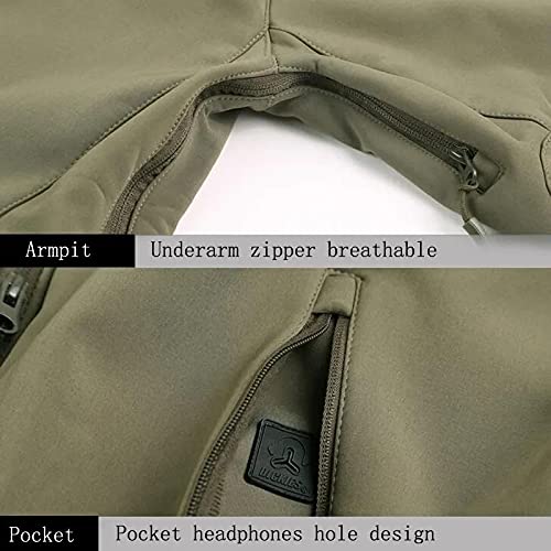 Jaqueta Tática Militar Militar De Pele De Tubarão Dos Homens (Verde, XXXL)